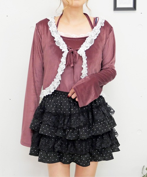 FUN(ファン)の「ベロアキャミボレロアンサンブル(アンサンブル・レディース・ブラック/ピンク/ブラウン・FREE)」の1枚目の写真