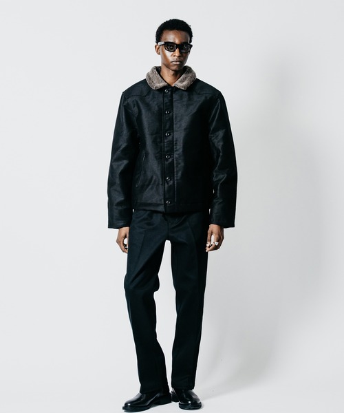 CRIMIE(クライミー)の「N1 LEATHER PIPING WESTERN YOKE JACKET WITH ALPACA LINING(ミリタリージャケット・メンズ・ブラック/カーキ・XXL/XL/L/M/S)」の3枚目の写真