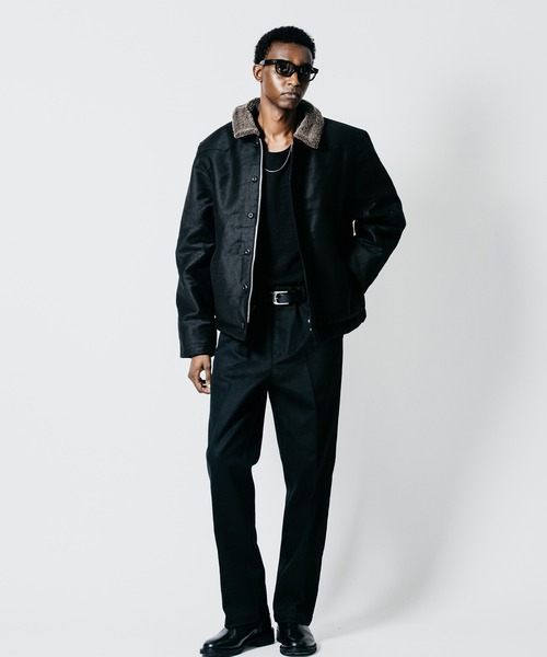 CRIMIE(クライミー)の「N1 LEATHER PIPING WESTERN YOKE JACKET WITH ALPACA LINING(ミリタリージャケット・メンズ・ブラック/カーキ・XXL/XL/L/M/S)」の14枚目の写真