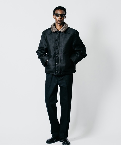 CRIMIE(クライミー)の「N1 LEATHER PIPING WESTERN YOKE JACKET WITH ALPACA LINING(ミリタリージャケット・メンズ・ブラック/カーキ・XXL/XL/L/M/S)」の15枚目の写真