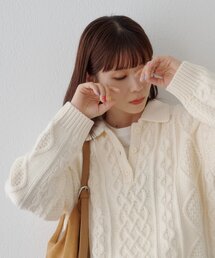 【WEB限定】ケーブルポロニットプルオーバー
