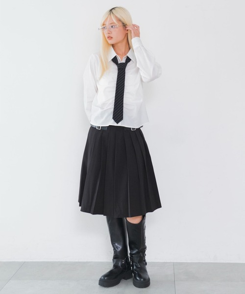 WEGO(ウィゴー)の「WEGO/【26年秋冬新作】フロントギャザーシャツ(シャツ/ブラウス・レディース・ホワイト/サックスブルー・FREE)」の5枚目の写真