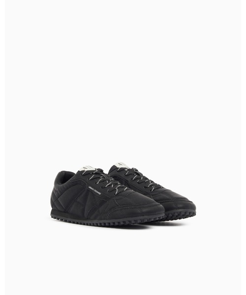 ARMANI EXCHANGE（アルマーニエクスチェンジ）の「【A|X アルマーニ エクスチェンジ】キルテッド レースアップスニーカー（スニーカー・メンズ・オフホワイト/ブラック・6.5/10/9/9.5/8.5/7/6/5.5/8/7.5）」の3枚目の写真
