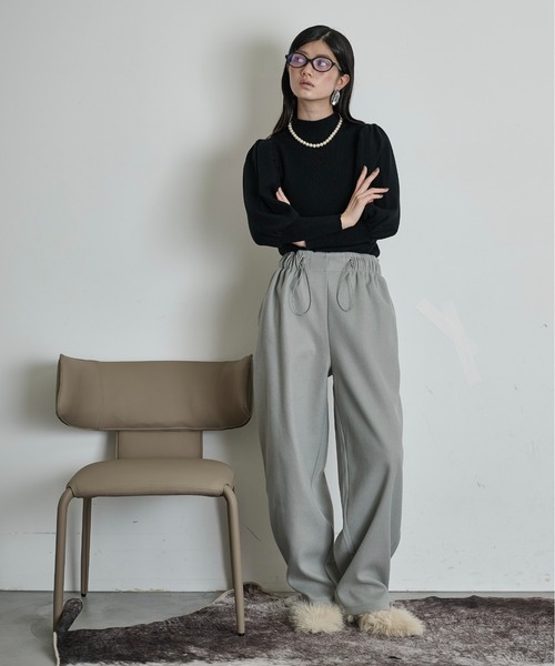 THE YOn（ザヨン）の「パフショルダーニットトップス（ニット/セーター・レディース・ミント/アイボリー/ブラック/グレー・FREE）」の20枚目の写真