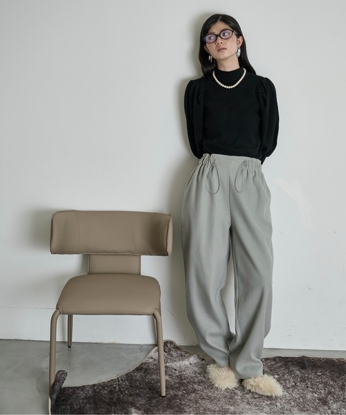 THE YOn（ザヨン）の「パフショルダーニットトップス（ニット/セーター・レディース・ミント/アイボリー/ブラック/グレー・FREE）」の6枚目の写真