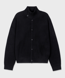 [unisex] ハイネックボタンニットカーディガン ブラック
