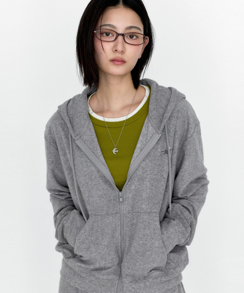 MONGDOL(モンドル)の「ソフト ESSENTIALS フーディ ジップアップ グレー MDTS104GRAY(パーカー・レディース・その他・F)」の1枚目の写真