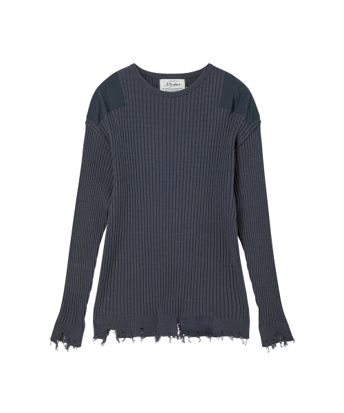 Beyond Closet（-）の「[COLLECTION LINE] ディストレスドミリタリーパッチニットネイビー（ニット/セーター・メンズ・その他・MEDIUM/LARGE）」の2枚目の写真