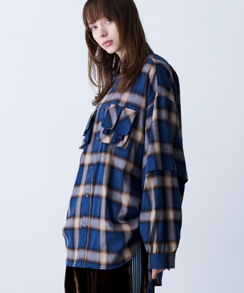 SeeSew(シーソー)の「【UNISEX】CHECK MULTI POCKET SHIRT/チェックマルチポケットシャツ(シャツ/ブラウス・メンズ・イエロー/ネイビー・L/M)」の1枚目の写真