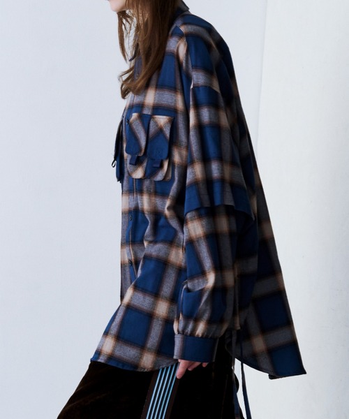 SeeSew(シーソー)の「【UNISEX】CHECK MULTI POCKET SHIRT/チェックマルチポケットシャツ(シャツ/ブラウス・メンズ・イエロー/ネイビー・L/M)」の8枚目の写真