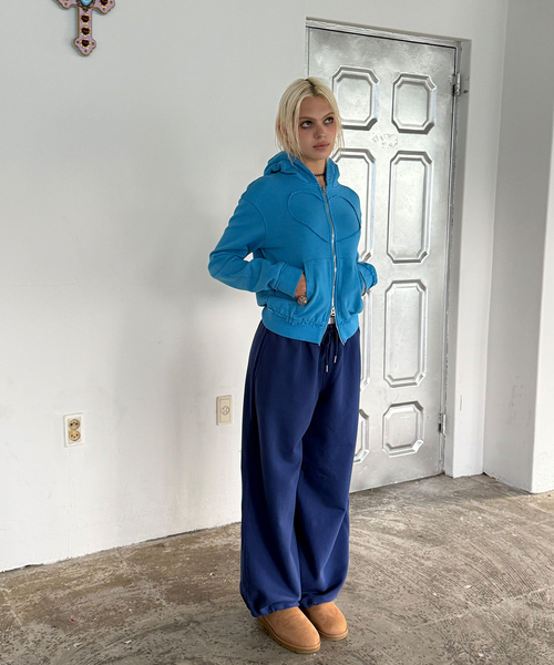 HIGHTIDEFRANKIE(ハイタイドフランキー)の「Cosmic Uniform ストリングパンツ ディープブルー(スウェットパンツ・レディース・ダークブルー・FREE)」の1枚目の写真