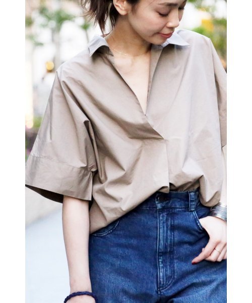 plage（プラージュ）の「60/-タイプライタークロスブラウス◆（シャツ/ブラウス・レディース・ホワイト/ベージュ・FREE）」の14枚目の写真