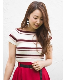 MERCURYDUO | マルチボーダーオフショルリブニット(ニット/セーター)