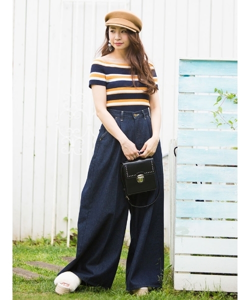 MERCURYDUO(マーキュリーデュオ)の「マルチボーダーオフショルリブニット(ニット/セーター・レディース・アイボリー/ベビーピンク/マスタード/ネイビー・FREE)」の16枚目の写真