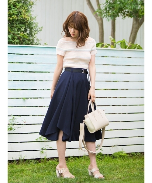 MERCURYDUO(マーキュリーデュオ)の「マルチボーダーオフショルリブニット(ニット/セーター・レディース・アイボリー/ベビーピンク/マスタード/ネイビー・FREE)」の17枚目の写真