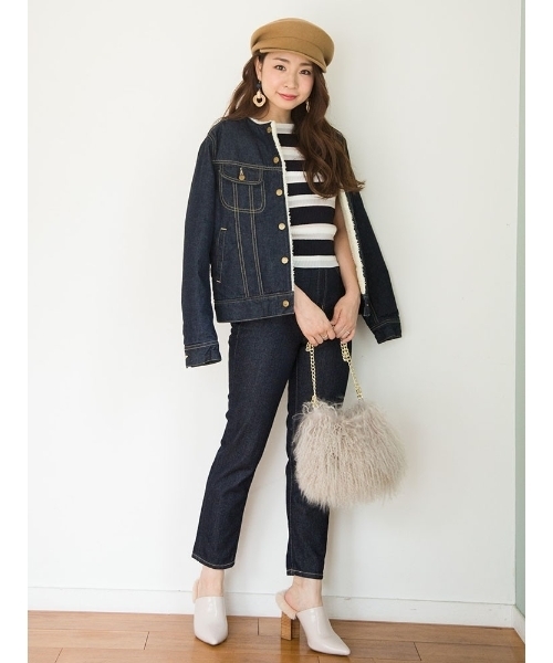 MERCURYDUO(マーキュリーデュオ)の「マルチボーダーオフショルリブニット(ニット/セーター・レディース・アイボリー/ベビーピンク/マスタード/ネイビー・FREE)」の13枚目の写真