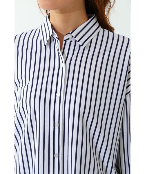 22 OCTOBRE（ヴァンドゥ－オクトーブル）の「◆ストライプジャージーシャツ（シャツ/ブラウス・レディース・ブラウン/ネイビー・38）」の8枚目の写真