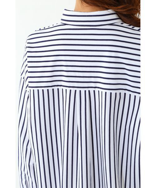 22 OCTOBRE（ヴァンドゥ－オクトーブル）の「◆ストライプジャージーシャツ（シャツ/ブラウス・レディース・ブラウン/ネイビー・38）」の10枚目の写真