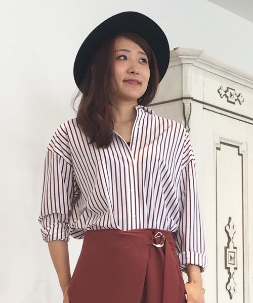 22 OCTOBRE（ヴァンドゥ－オクトーブル）の「◆ストライプジャージーシャツ（シャツ/ブラウス・レディース・ブラウン/ネイビー・38）」の16枚目の写真