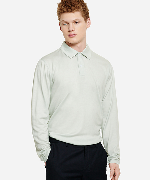 Saturdays NYC（サタデーズ ニューヨークシティ ）の「Sanders Long Sleeve Wool Polo（ポロシャツ・メンズ・オリーブ/レンガ/ブラック・M/X-SMALL/S/L）」の3枚目の写真