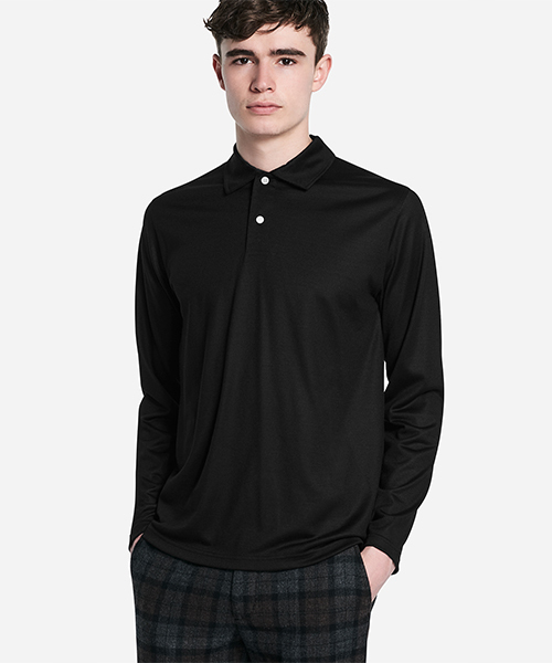 Saturdays NYC（サタデーズ ニューヨークシティ ）の「Sanders Long Sleeve Wool Polo（ポロシャツ・メンズ・オリーブ/レンガ/ブラック・M/X-SMALL/S/L）」の2枚目の写真