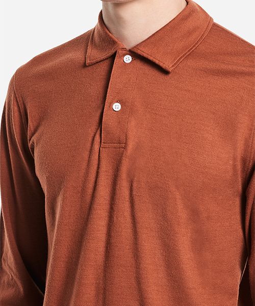 Saturdays NYC（サタデーズ ニューヨークシティ ）の「Sanders Long Sleeve Wool Polo（ポロシャツ・メンズ・オリーブ/レンガ/ブラック・M/X-SMALL/S/L）」の4枚目の写真