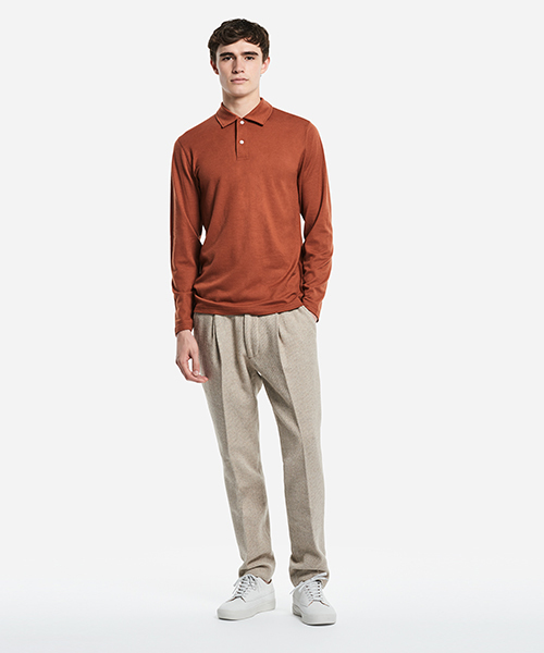 Saturdays NYC（サタデーズ ニューヨークシティ ）の「Sanders Long Sleeve Wool Polo（ポロシャツ・メンズ・オリーブ/レンガ/ブラック・M/X-SMALL/S/L）」の5枚目の写真