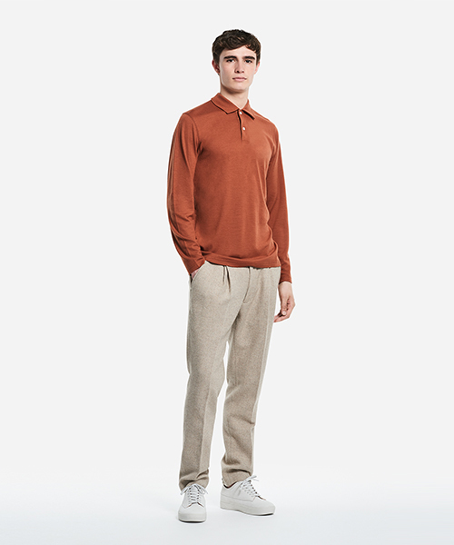 Saturdays NYC（サタデーズ ニューヨークシティ ）の「Sanders Long Sleeve Wool Polo（ポロシャツ・メンズ・オリーブ/レンガ/ブラック・M/X-SMALL/S/L）」の7枚目の写真