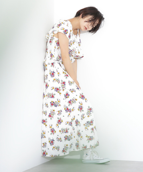 FREE'S MART（フリーズマート）の「ブーケフラワー柄ロングスカート（スカート・レディース・ホワイト系その他/ダークネイビー・FREE）」の9枚目の写真