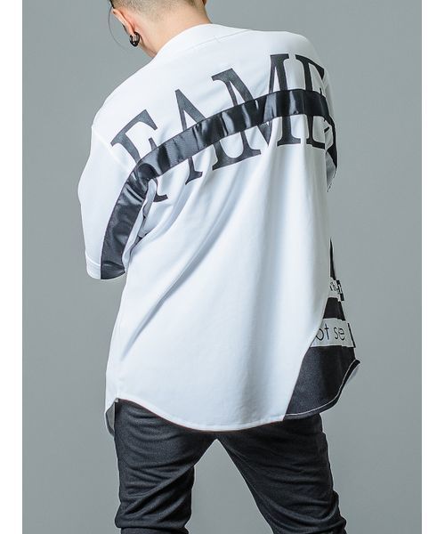 BLACK　EVOLUTION（ブラックエボリューション）の「BIGシルエット　ベースボールシャツ　ビッグシルエットTシャツ　ユニセックス（Tシャツ/カットソー・メンズ・ホワイト/ブラック・MEDIUM/LARGE/X-LARGE）」の4枚目の写真