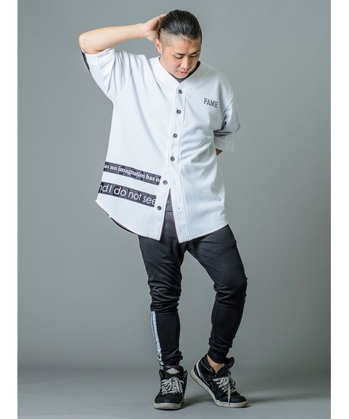 BLACK　EVOLUTION（ブラックエボリューション）の「BIGシルエット　ベースボールシャツ　ビッグシルエットTシャツ　ユニセックス（Tシャツ/カットソー・メンズ・ホワイト/ブラック・MEDIUM/LARGE/X-LARGE）」の3枚目の写真