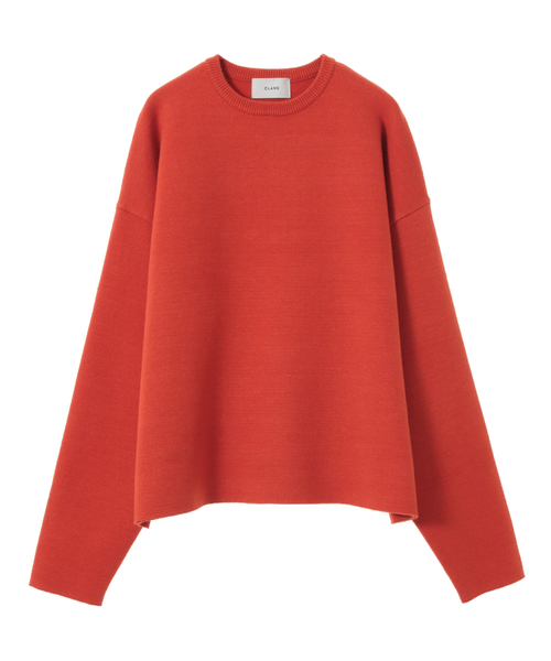 CLANE（クラネ）の「DOUBLE-CLOTH CREW KNIT TOPS（ニット/セーター・レディース・ブラック/オレンジ/グリーン・1/2）」の3枚目の写真