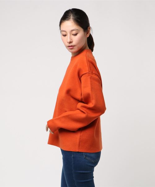 CLANE（クラネ）の「DOUBLE-CLOTH CREW KNIT TOPS（ニット/セーター・レディース・ブラック/オレンジ/グリーン・1/2）」の4枚目の写真