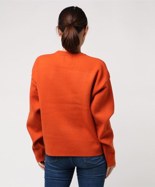 CLANE（クラネ）の「DOUBLE-CLOTH CREW KNIT TOPS（ニット/セーター・レディース・ブラック/オレンジ/グリーン・1/2）」の5枚目の写真
