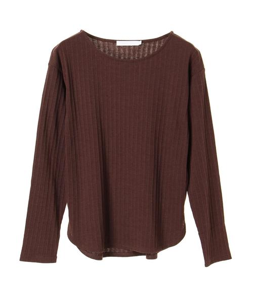 AMERICAN HOLIC（アメリカンホリック）の「変形リブボートネックプルオーバー（Tシャツ/カットソー・レディース・ブラック/ブラウン/オフホワイト/カーキ/マスタード/杢グレー・M/L）」の10枚目の写真