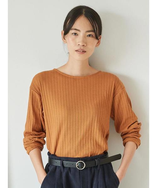 AMERICAN HOLIC（アメリカンホリック）の「変形リブボートネックプルオーバー（Tシャツ/カットソー・レディース・ブラック/ブラウン/オフホワイト/カーキ/マスタード/杢グレー・M/L）」の13枚目の写真