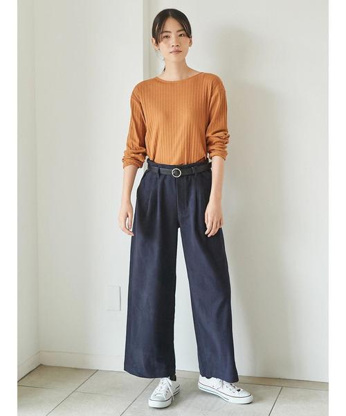 AMERICAN HOLIC（アメリカンホリック）の「変形リブボートネックプルオーバー（Tシャツ/カットソー・レディース・ブラック/ブラウン/オフホワイト/カーキ/マスタード/杢グレー・M/L）」の14枚目の写真