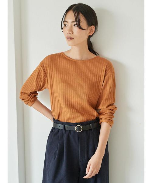 AMERICAN HOLIC（アメリカンホリック）の「変形リブボートネックプルオーバー（Tシャツ/カットソー・レディース・ブラック/ブラウン/オフホワイト/カーキ/マスタード/杢グレー・M/L）」の17枚目の写真