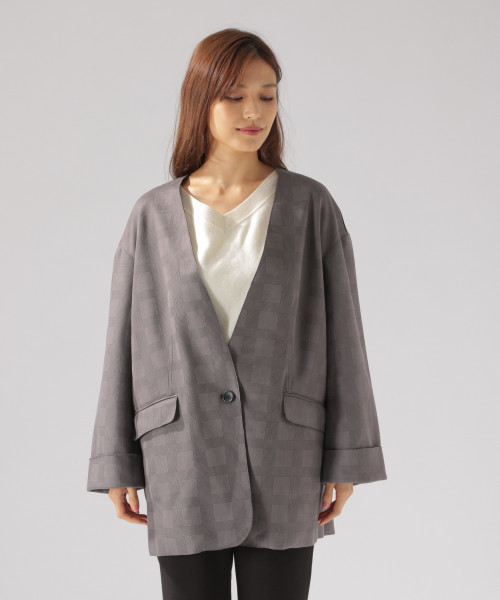 BAYFLOW(ベイフロー)の「ダンボールスエードジャケット(ノーカラージャケット・レディース・ベージュ/その他1・SMALL/MEDIUM)」の6枚目の写真