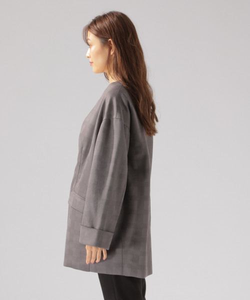 BAYFLOW(ベイフロー)の「ダンボールスエードジャケット(ノーカラージャケット・レディース・ベージュ/その他1・SMALL/MEDIUM)」の7枚目の写真