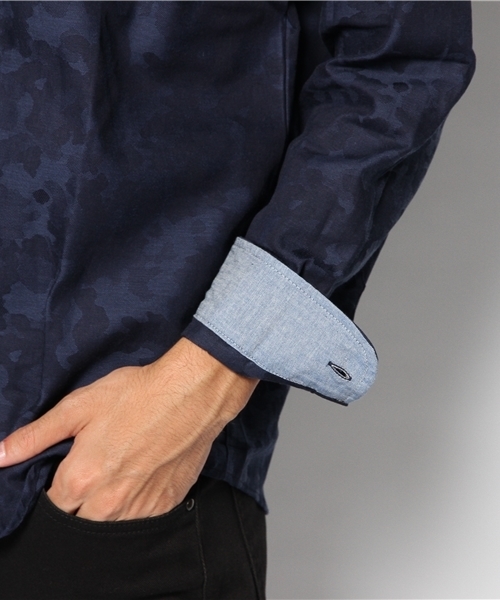 WHO'S WHO gallery(フーズフーギャラリー)の「POP 迷彩柄JQBDシャツ(シャツ/ブラウス・メンズ・ネイビー・MEDIUM/LARGE)」の6枚目の写真