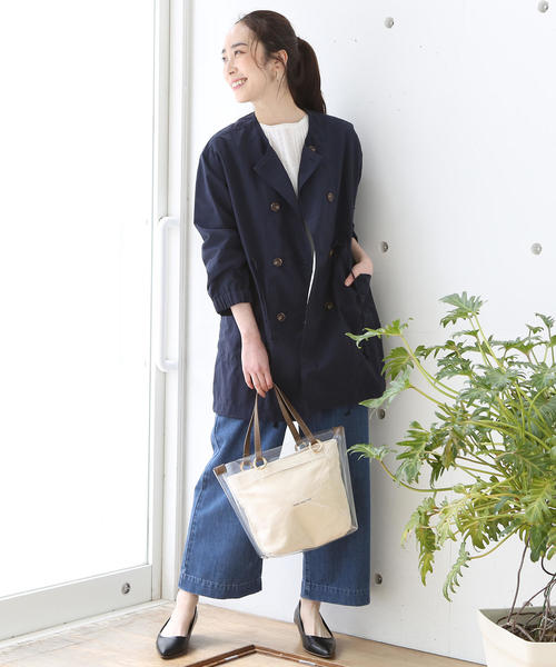 coen（コーエン）の「キャンバス×クリアトートバッグ(ビニールバッグ）（トートバッグ・レディース・ブラウン/ダークブラウン・FREE）」の6枚目の写真