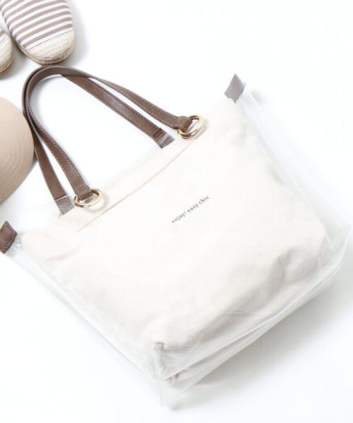 coen（コーエン）の「キャンバス×クリアトートバッグ(ビニールバッグ）（トートバッグ・レディース・ブラウン/ダークブラウン・FREE）」の7枚目の写真