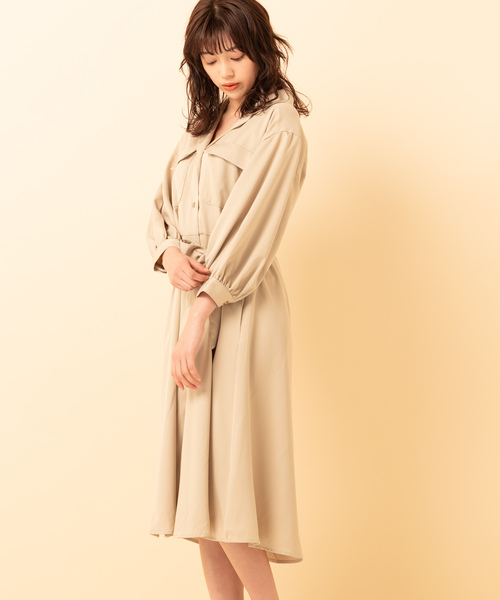 Retrogirl レトロガール の ８分袖開襟ワンピース ワンピース Wear