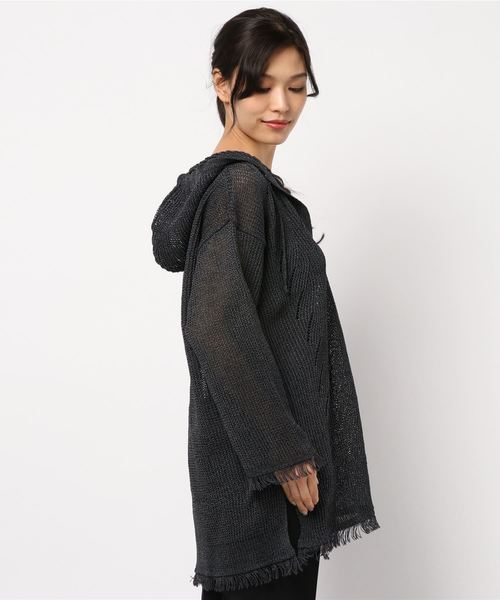 DouDou（ドゥドゥ）の「ニットメキシカンパーカー（ニット/セーター・レディース・チャコールグレー/ブラウン・FREE）」の3枚目の写真