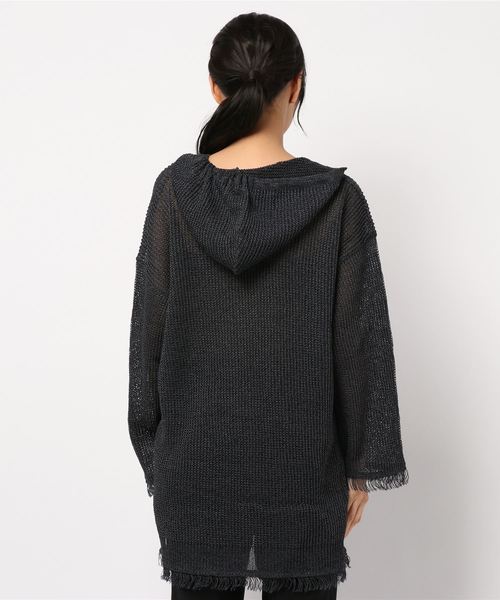 DouDou（ドゥドゥ）の「ニットメキシカンパーカー（ニット/セーター・レディース・チャコールグレー/ブラウン・FREE）」の4枚目の写真