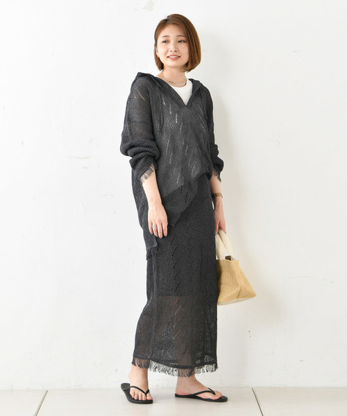 DouDou（ドゥドゥ）の「ニットメキシカンパーカー（ニット/セーター・レディース・チャコールグレー/ブラウン・FREE）」の11枚目の写真