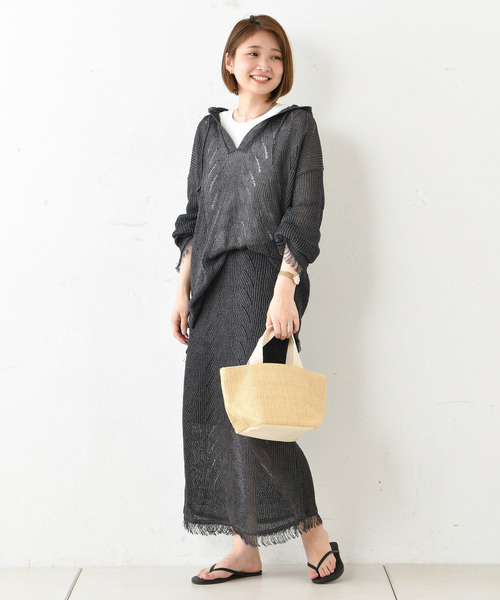 DouDou（ドゥドゥ）の「ニットメキシカンパーカー（ニット/セーター・レディース・チャコールグレー/ブラウン・FREE）」の14枚目の写真