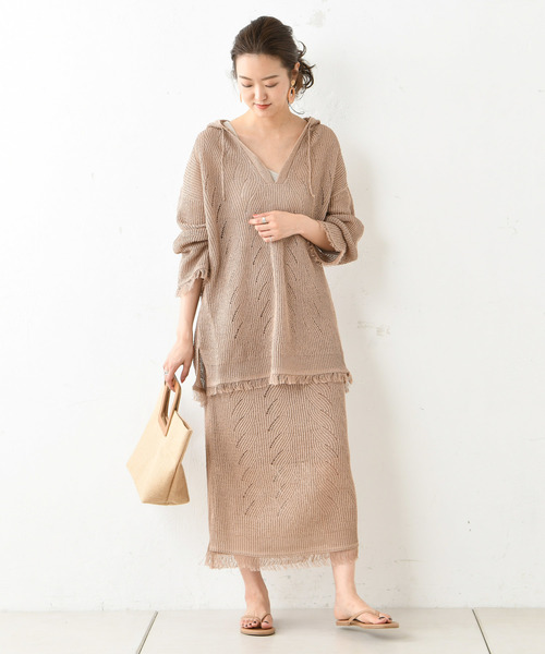 DouDou（ドゥドゥ）の「ニットメキシカンパーカー（ニット/セーター・レディース・チャコールグレー/ブラウン・FREE）」の19枚目の写真