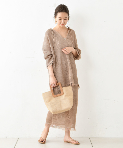 DouDou（ドゥドゥ）の「ニットメキシカンパーカー（ニット/セーター・レディース・チャコールグレー/ブラウン・FREE）」の20枚目の写真